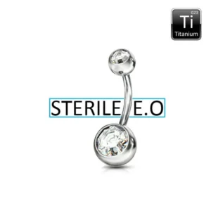 Piercing Ombelico Sterile Titanio G23 con brillantini Open Tattoo Supply