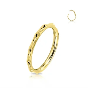 Piercing Segment Ring a forma di Bambù in acciaio 316L Oro Open Tattoo Supply